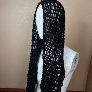 Black mesh vest scarf crochet minimalist cape subversive basic